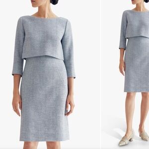 Light Blue Tweed Two-Piece Sheath Dress